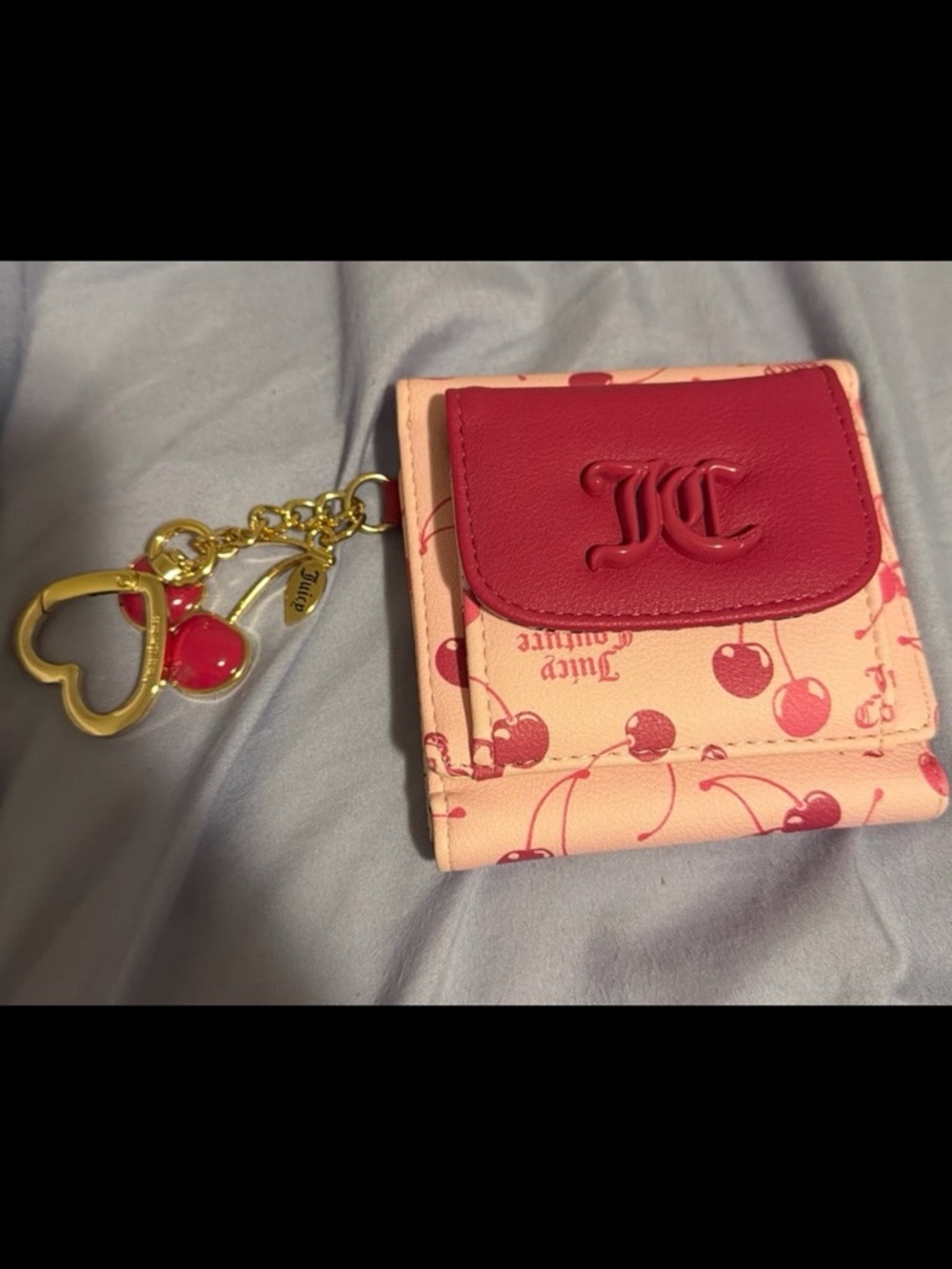 Juicy Couture Pink Mini Coin Purse with Gold Hardware